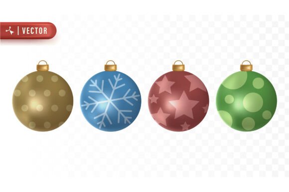 3D Colorful Christmas Ball Ornaments