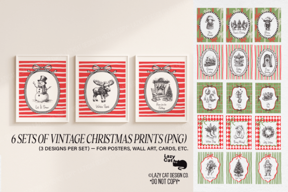 6 Sets of Vintage Christmas Prints PNG: A Designer’s Review