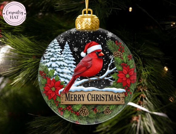 Cardinal Merry Christmas Ornament Png