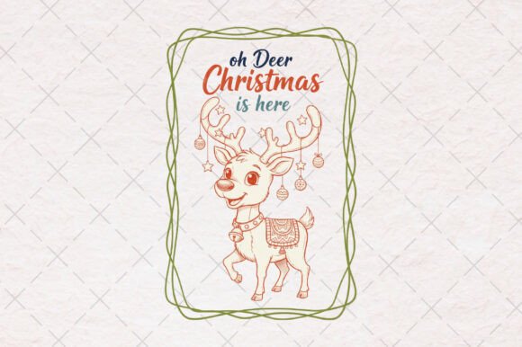 Christmas Deer Frame Hand-drawn PNG Illustrations
