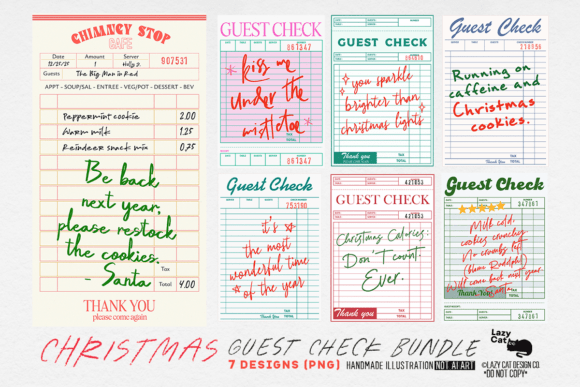 Christmas Guest Check PNG Bundle: Editorial Illustrations for Content Publishing