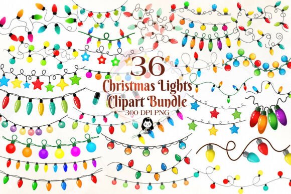 Christmas Light Strings Clipart Bundle for Illustrations