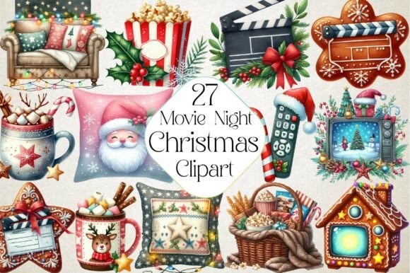 Christmas Movie Night Clipart: A Designer’s Review for Illustrations