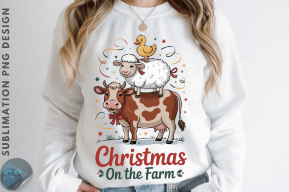 Christmas on the Farm PNG Design for Illustrations