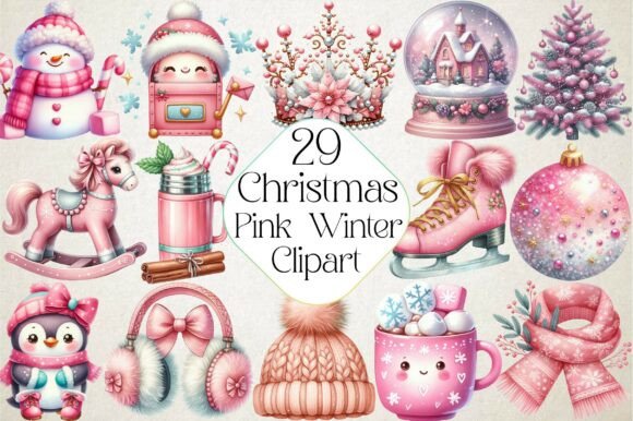 Christmas Pink Winter Clipart: A Review for Handmade Illustrations