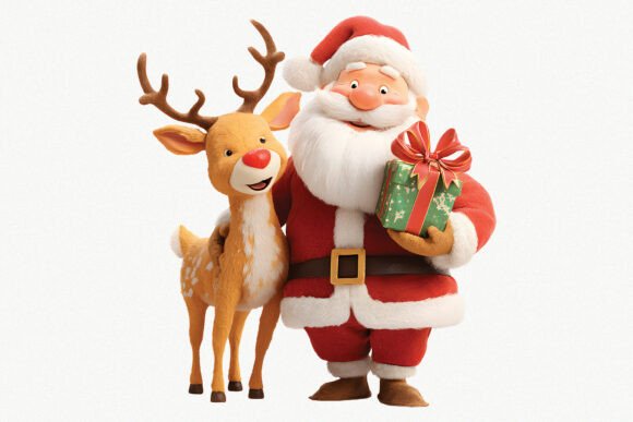 Christmas Santa Cute Deer PNG Clipart in Illustrations