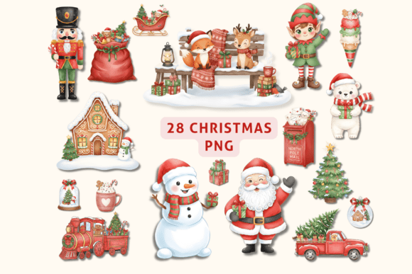 Cute Christmas Clipart PNG Bundle