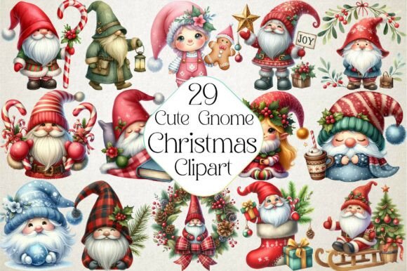 Cute Christmas Gnome Sublimation Bundle for Illustrations