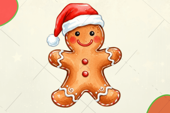 Cute Gingerbread Man Christmas Design for Illustrations