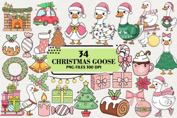 Cute Minimalist Christmas Goose Clipart Review