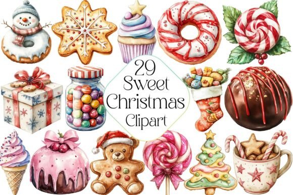 Cute Sweet Christmas Clipart PNG for Illustrations