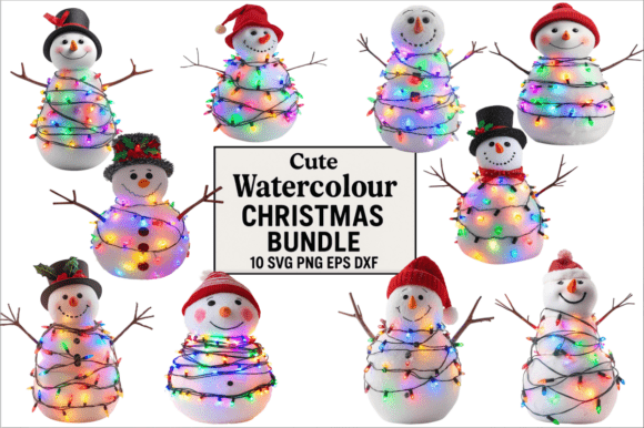 Cute Watercolour Christmas Bundle for Illustrations