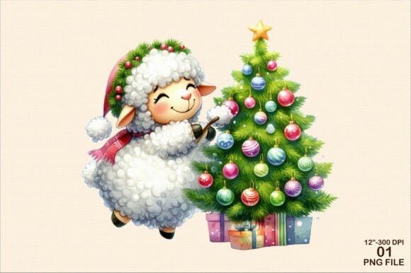 Funny Christmas Sheep Clipart PNG for Illustrations