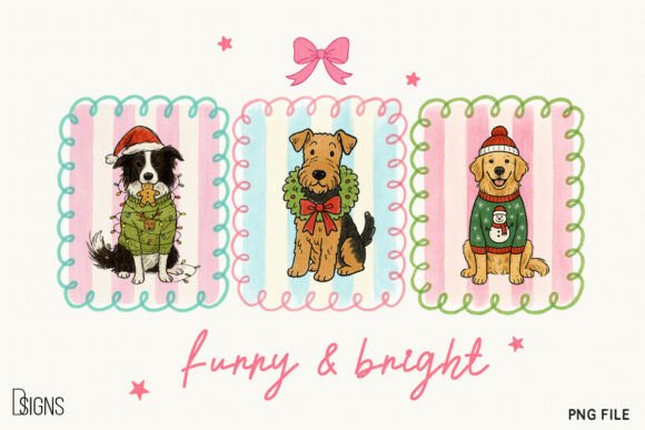 Preppy Christmas Dog Lover Furry Bright Illustrations Review