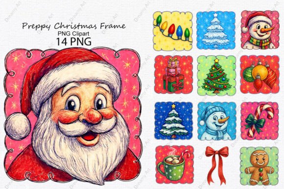 Preppy Christmas Frame PNG Clipart