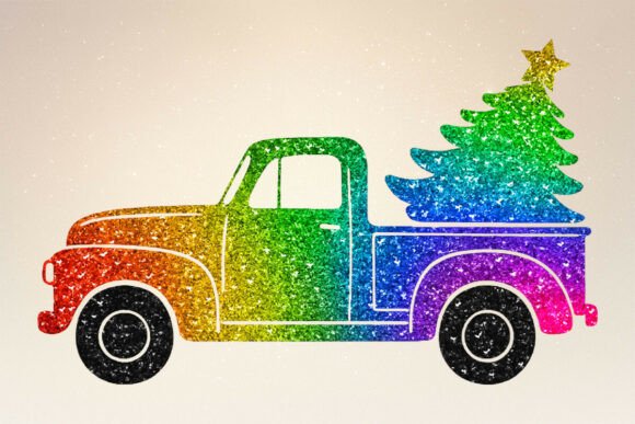 Rainbow Glitter Christmas Truck PNG: A Designer’s Review for Bloggers and Publishers