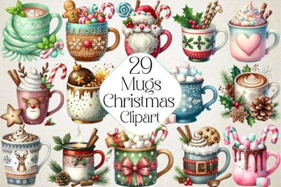 Review: Christmas Mugs Watercolor Clipart