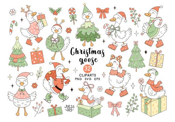 Silly Christmas Goose Clipart SVG PNG