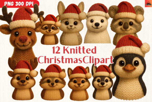 Ultimate Knitted Christmas Animal Png: Illustrations for Festive Branding