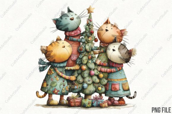 Whimsical Christmas Cats PNG: A Crafter’s Review of Festive Illustrations